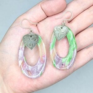 Multicolor Heart Charm Earrings